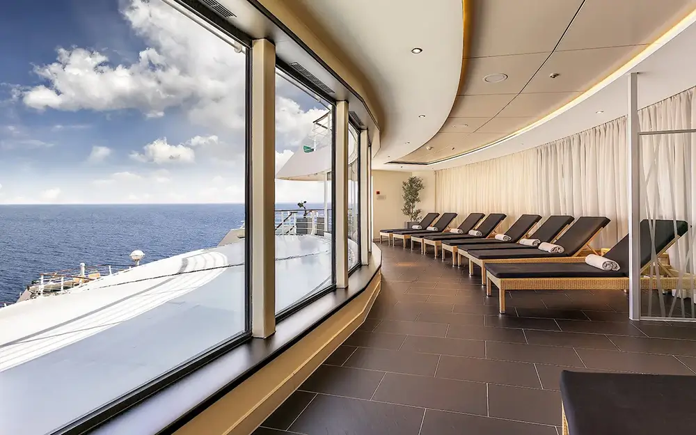 Spa relaxation room with sea views aboard MS AMADEA